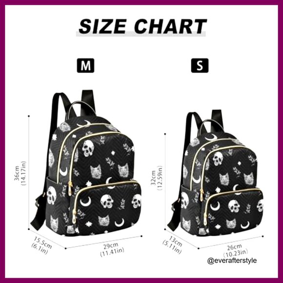 Quilted Mini Backpack Purse Lightweight Travel Rucksack Gothic Pattern Daypack main image 5